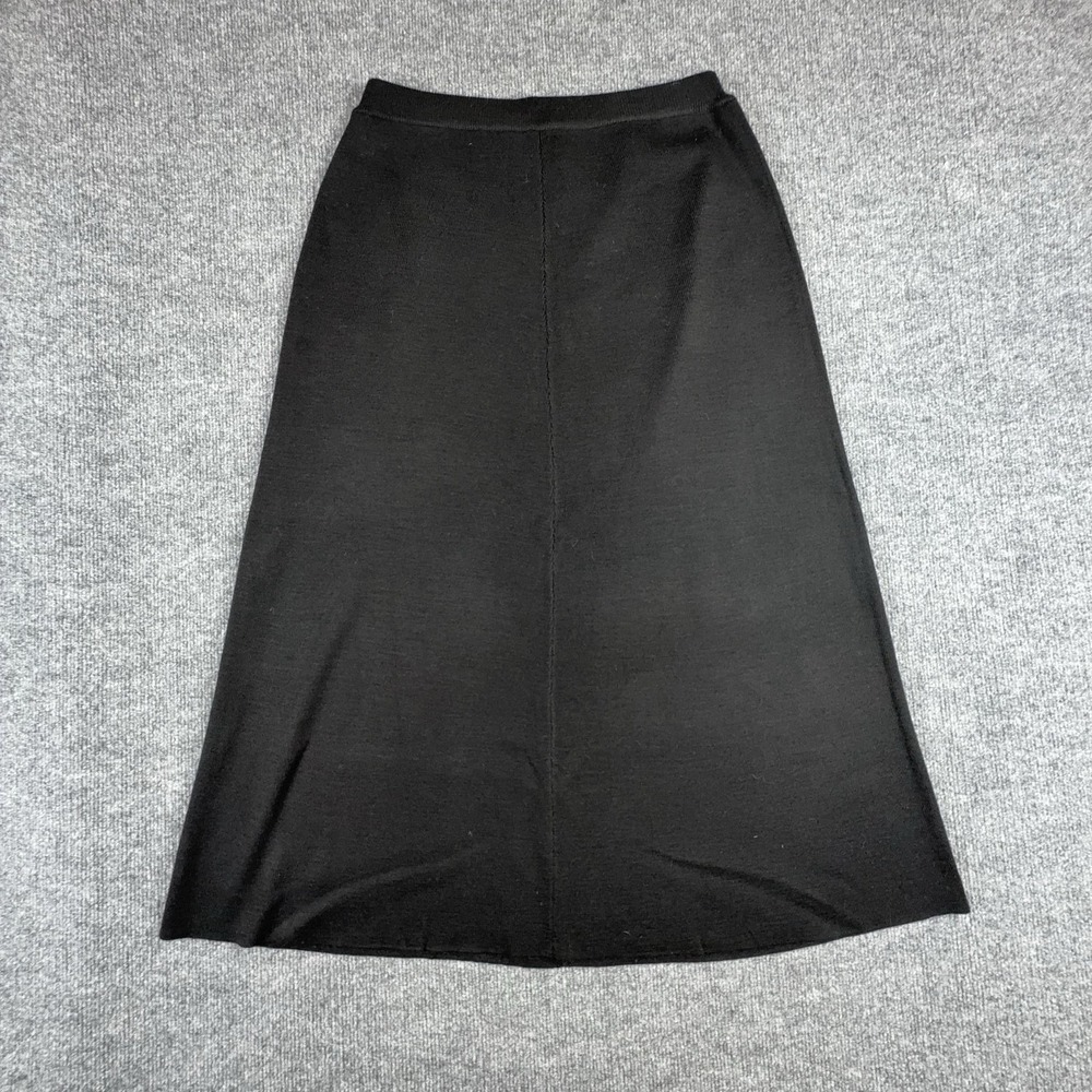 Terry Lewis Skirt Womens Medium Black Knit‎ A-Line Long Elastic Waist Stretch